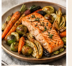 Salmone al forno con verdure autunnali