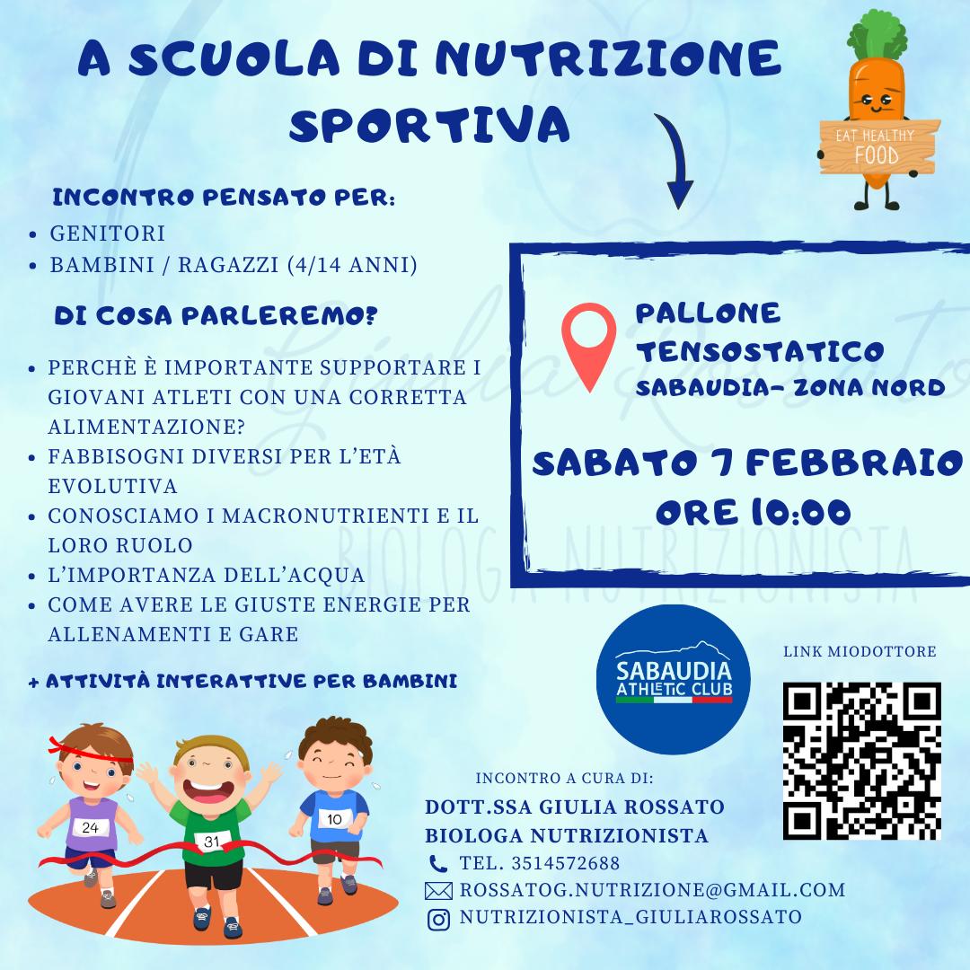 Locandina evento A scuola di nutrizione sportiva